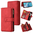For OnePlus 9 Skin Feel PU + TPU Horizontal Flip Leather Case With Holder & 15 Cards Slot & Wallet & Zipper Pocket & Lanyard(Red) - OnePlus Cases by PMC TechLife | Online Shopping South Africa | PMC TechLife | Buy Now Pay Later Mobicred