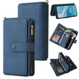 For OnePlus 9 Skin Feel PU + TPU Horizontal Flip Leather Case With Holder & 15 Cards Slot & Wallet & Zipper Pocket & Lanyard(Blue) - OnePlus Cases by PMC TechLife | Online Shopping South Africa | PMC TechLife | Buy Now Pay Later Mobicred