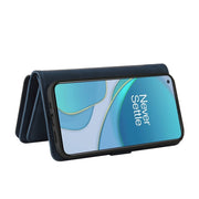For OnePlus 9 Skin Feel PU + TPU Horizontal Flip Leather Case With Holder & 15 Cards Slot & Wallet & Zipper Pocket & Lanyard(Blue)