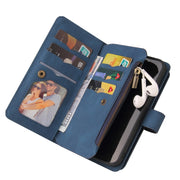 For OnePlus 9 Skin Feel PU + TPU Horizontal Flip Leather Case With Holder & 15 Cards Slot & Wallet & Zipper Pocket & Lanyard(Blue)