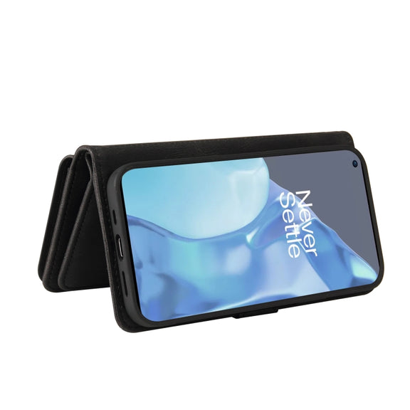 For OnePlus 9 Pro Skin Feel PU + TPU Horizontal Flip Leather Case With Holder & 15 Cards Slot & Wallet & Zipper Pocket & Lanyard(Black)