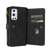 For OnePlus 9 Pro Skin Feel PU + TPU Horizontal Flip Leather Case With Holder & 15 Cards Slot & Wallet & Zipper Pocket & Lanyard(Black)