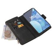 For OnePlus 9 Pro Skin Feel PU + TPU Horizontal Flip Leather Case With Holder & 15 Cards Slot & Wallet & Zipper Pocket & Lanyard(Black)