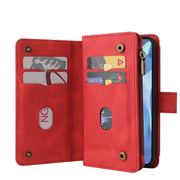 For OnePlus 9 Pro Skin Feel PU + TPU Horizontal Flip Leather Case With Holder & 15 Cards Slot & Wallet & Zipper Pocket & Lanyard(Red)