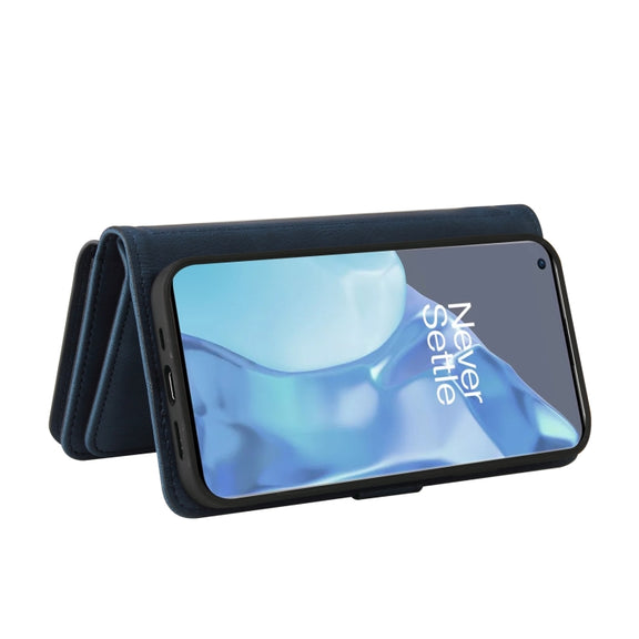 For OnePlus 9 Pro Skin Feel PU + TPU Horizontal Flip Leather Case With Holder & 15 Cards Slot & Wallet & Zipper Pocket & Lanyard(Blue)