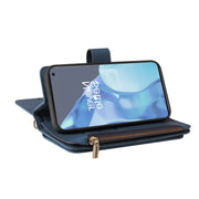 For OnePlus 9 Pro Skin Feel PU + TPU Horizontal Flip Leather Case With Holder & 15 Cards Slot & Wallet & Zipper Pocket & Lanyard(Blue)