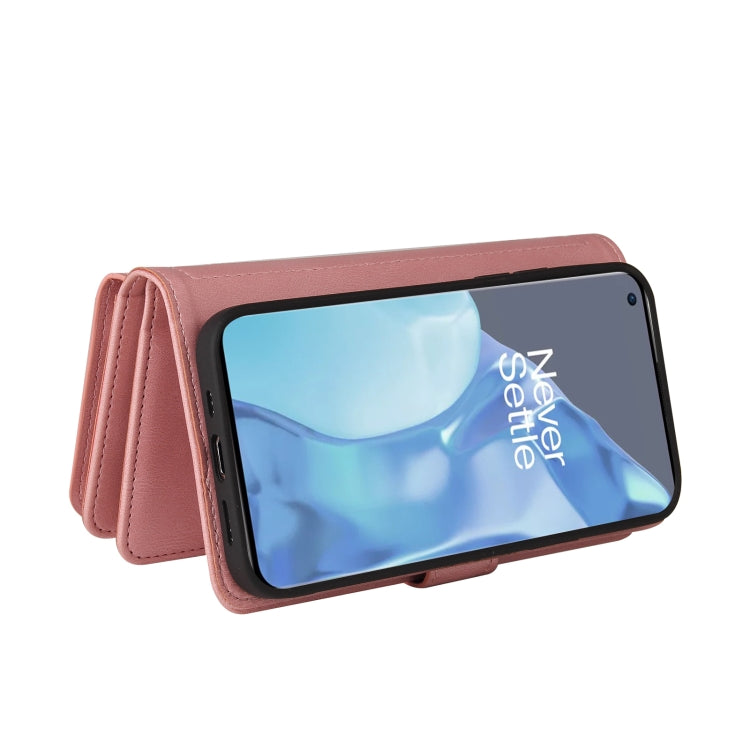 For OnePlus 9 Pro Skin Feel PU + TPU Horizontal Flip Leather Case With Holder & 15 Cards Slot & Wallet & Zipper Pocket & Lanyard(Pink)