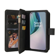 For OnePlus Nord N10 5G Skin Feel PU + TPU Horizontal Flip Leather Case With Holder & 15 Cards Slot & Wallet & Zipper Pocket & Lanyard(Black)