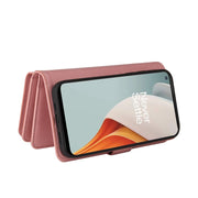 For OnePlus Nord N100 5G Skin Feel PU + TPU Horizontal Flip Leather Case With Holder & 15 Cards Slot & Wallet & Zipper Pocket & Lanyard(Pink)