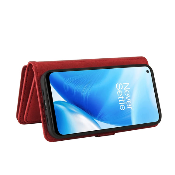 For OnePlus Nord N200 5G Skin Feel PU + TPU Horizontal Flip Leather Case With Holder & 15 Cards Slot & Wallet & Zipper Pocket & Lanyard(Red)
