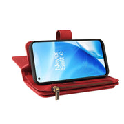 For OnePlus Nord N200 5G Skin Feel PU + TPU Horizontal Flip Leather Case With Holder & 15 Cards Slot & Wallet & Zipper Pocket & Lanyard(Red)