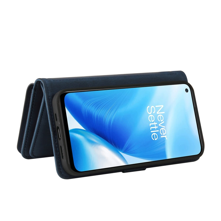 For OnePlus Nord N200 5G Skin Feel PU + TPU Horizontal Flip Leather Case With Holder & 15 Cards Slot & Wallet & Zipper Pocket & Lanyard(Blue)