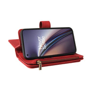 For OnePlus Nord CE 5G Skin Feel PU + TPU Horizontal Flip Leather Case With Holder & 15 Cards Slot & Wallet & Zipper Pocket & Lanyard(Red)