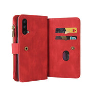 For OnePlus Nord CE 5G Skin Feel PU + TPU Horizontal Flip Leather Case With Holder & 15 Cards Slot & Wallet & Zipper Pocket & Lanyard(Red)