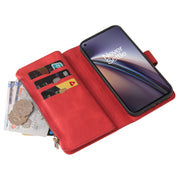 For OnePlus Nord CE 5G Skin Feel PU + TPU Horizontal Flip Leather Case With Holder & 15 Cards Slot & Wallet & Zipper Pocket & Lanyard(Red)