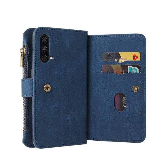 For OnePlus Nord CE 5G Skin Feel PU + TPU Horizontal Flip Leather Case With Holder & 15 Cards Slot & Wallet & Zipper Pocket & Lanyard(Blue)