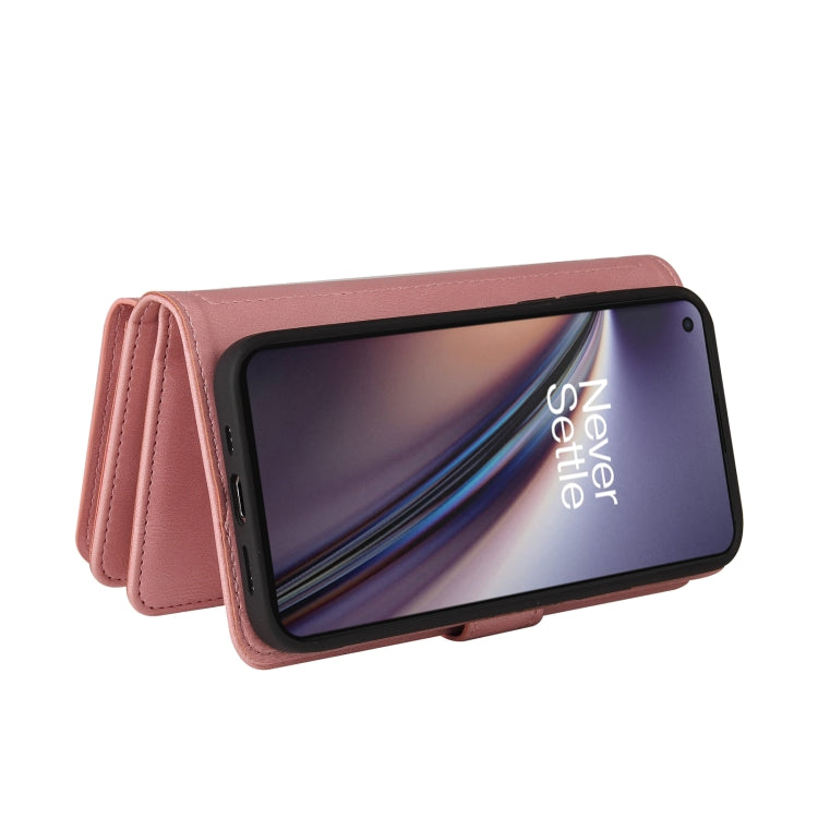 For OnePlus Nord CE 5G Skin Feel PU + TPU Horizontal Flip Leather Case With Holder & 15 Cards Slot & Wallet & Zipper Pocket & Lanyard(Pink)