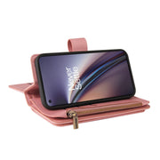 For OnePlus Nord CE 5G Skin Feel PU + TPU Horizontal Flip Leather Case With Holder & 15 Cards Slot & Wallet & Zipper Pocket & Lanyard(Pink)