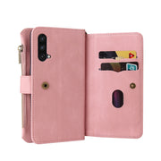 For OnePlus Nord CE 5G Skin Feel PU + TPU Horizontal Flip Leather Case With Holder & 15 Cards Slot & Wallet & Zipper Pocket & Lanyard(Pink)