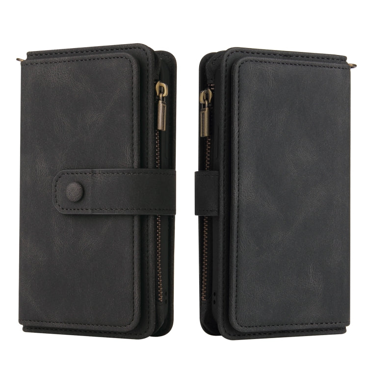 For LG G9 / Velvet Skin Feel PU + TPU Horizontal Flip Leather Case With Holder & 15 Cards Slot & Wallet & Zipper Pocket & Lanyard(Black)