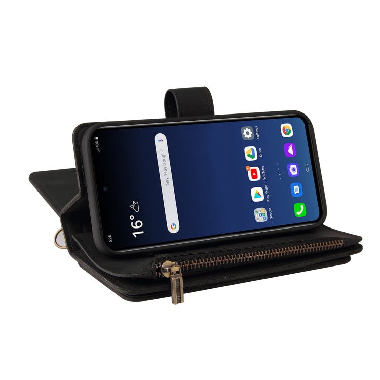 For LG G9 / Velvet Skin Feel PU + TPU Horizontal Flip Leather Case With Holder & 15 Cards Slot & Wallet & Zipper Pocket & Lanyard(Black) - LG by PMC Jewellery | Online Shopping South Africa | PMC Jewellery | Buy Now Pay Later Mobicred
