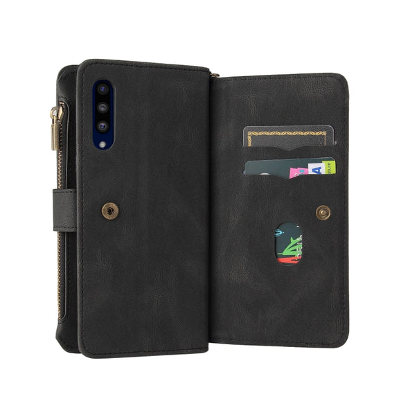 For LG G9 / Velvet Skin Feel PU + TPU Horizontal Flip Leather Case With Holder & 15 Cards Slot & Wallet & Zipper Pocket & Lanyard(Black)