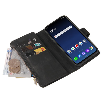 For LG G9 / Velvet Skin Feel PU + TPU Horizontal Flip Leather Case With Holder & 15 Cards Slot & Wallet & Zipper Pocket & Lanyard(Black) - LG by PMC Jewellery | Online Shopping South Africa | PMC Jewellery | Buy Now Pay Later Mobicred
