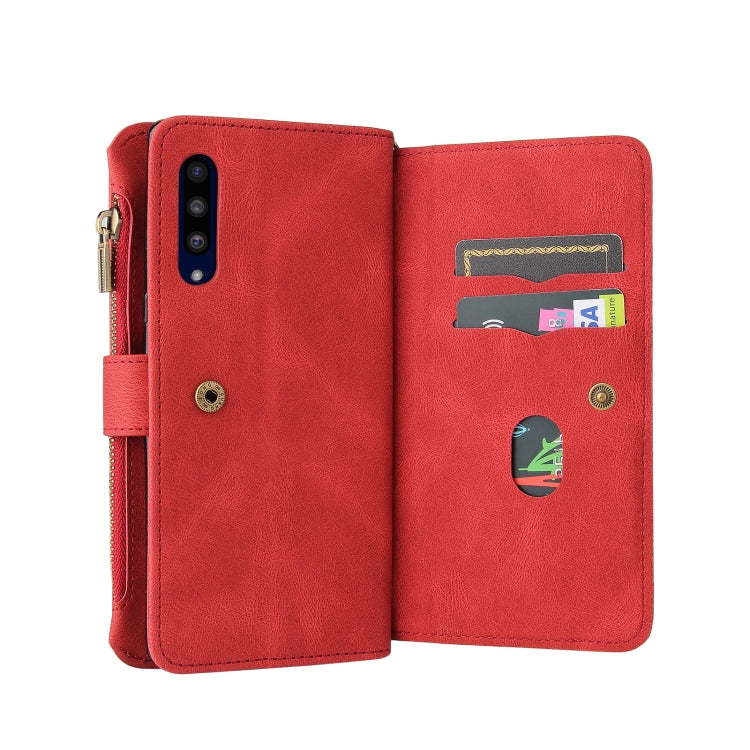For LG G9 / Velvet Skin Feel PU + TPU Horizontal Flip Leather Case With Holder & 15 Cards Slot & Wallet & Zipper Pocket & Lanyard(Red)