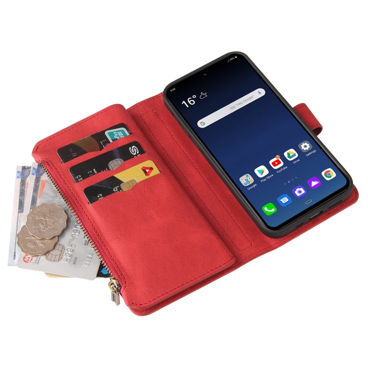 For LG G9 / Velvet Skin Feel PU + TPU Horizontal Flip Leather Case With Holder & 15 Cards Slot & Wallet & Zipper Pocket & Lanyard(Red) - LG by PMC Jewellery | Online Shopping South Africa | PMC Jewellery | Buy Now Pay Later Mobicred