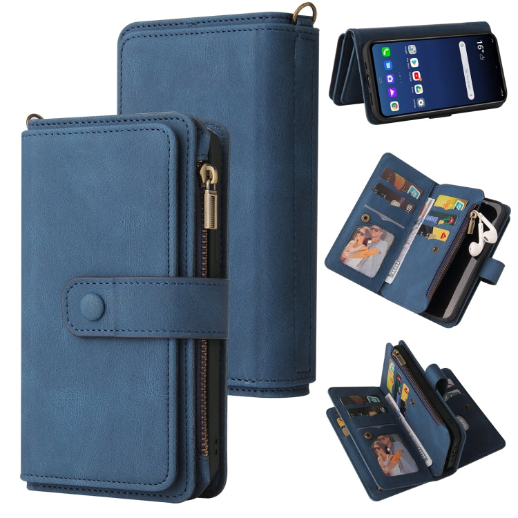 For LG G9 / Velvet Skin Feel PU + TPU Horizontal Flip Leather Case With Holder & 15 Cards Slot & Wallet & Zipper Pocket & Lanyard(Blue) - free shipping - PMC Jewellery - Order now!