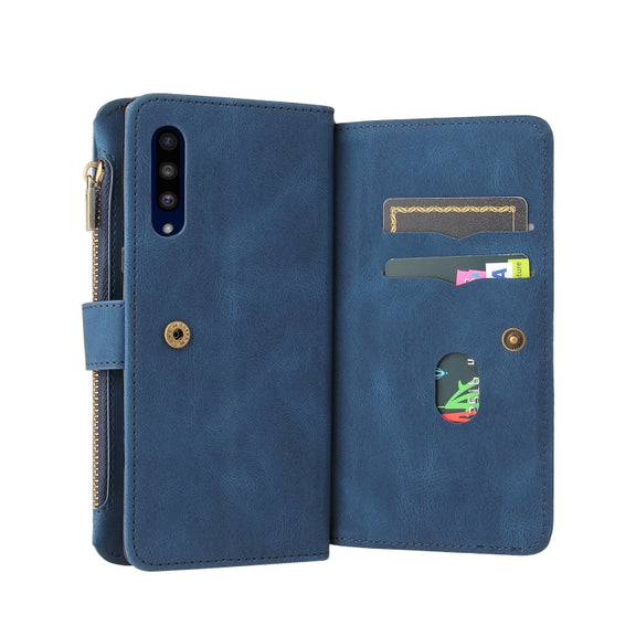 For LG G9 / Velvet Skin Feel PU + TPU Horizontal Flip Leather Case With Holder & 15 Cards Slot & Wallet & Zipper Pocket & Lanyard(Blue)