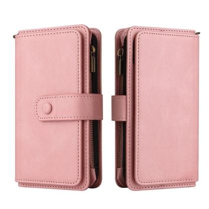For LG G9 / Velvet Skin Feel PU + TPU Horizontal Flip Leather Case With Holder & 15 Cards Slot & Wallet & Zipper Pocket & Lanyard(Pink) - LG Cases by PMC Jewellery | Online Shopping South Africa | PMC Jewellery | Buy Now Pay Later Mobicred