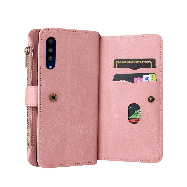 For LG G9 / Velvet Skin Feel PU + TPU Horizontal Flip Leather Case With Holder & 15 Cards Slot & Wallet & Zipper Pocket & Lanyard(Pink)