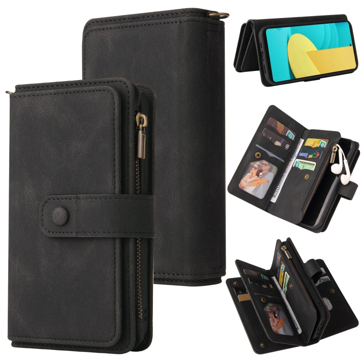 For LG Stylo 7 / Stylo 7 5G Skin Feel PU + TPU Horizontal Flip Leather Case With Holder & 15 Cards Slot & Wallet & Zipper Pocket & Lanyard(Black) - LG by PMC Jewellery | Online Shopping South Africa | PMC Jewellery | Buy Now Pay Later Mobicred