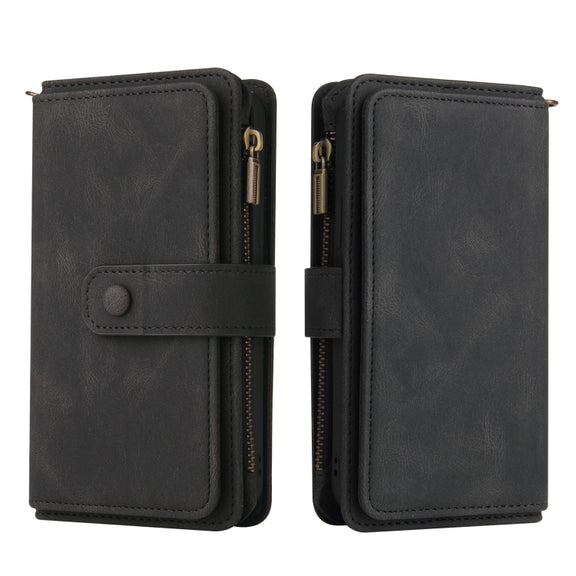 For LG Stylo 7 / Stylo 7 5G Skin Feel PU + TPU Horizontal Flip Leather Case With Holder & 15 Cards Slot & Wallet & Zipper Pocket & Lanyard(Black)
