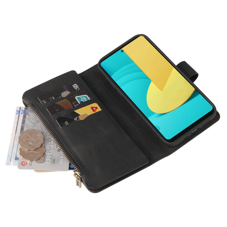 For LG Stylo 7 / Stylo 7 5G Skin Feel PU + TPU Horizontal Flip Leather Case With Holder & 15 Cards Slot & Wallet & Zipper Pocket & Lanyard(Black) - LG by PMC Jewellery | Online Shopping South Africa | PMC Jewellery | Buy Now Pay Later Mobicred