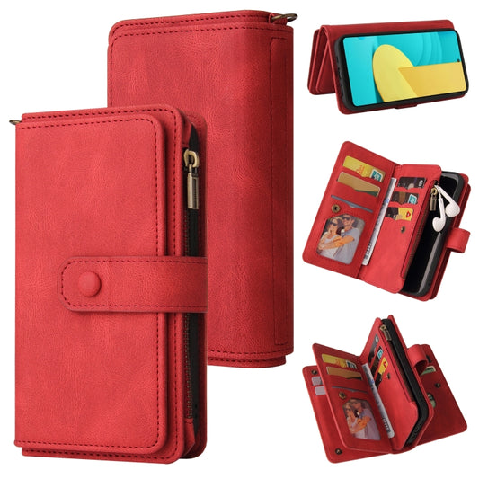 For LG Stylo 7 / Stylo 7 5G Skin Feel PU + TPU Horizontal Flip Leather Case With Holder & 15 Cards Slot & Wallet & Zipper Pocket & Lanyard(Red) - LG Cases by PMC Jewellery | Online Shopping South Africa | PMC Jewellery | Buy Now Pay Later Mobicred