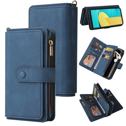 For LG Stylo 7 / Stylo 7 5G Skin Feel PU + TPU Horizontal Flip Leather Case With Holder & 15 Cards Slot & Wallet & Zipper Pocket & Lanyard(Blue) - LG by PMC Jewellery | Online Shopping South Africa | PMC Jewellery | Buy Now Pay Later Mobicred