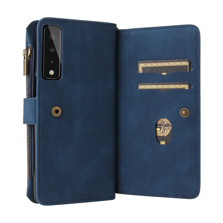 For LG Stylo 7 / Stylo 7 5G Skin Feel PU + TPU Horizontal Flip Leather Case With Holder & 15 Cards Slot & Wallet & Zipper Pocket & Lanyard(Blue)