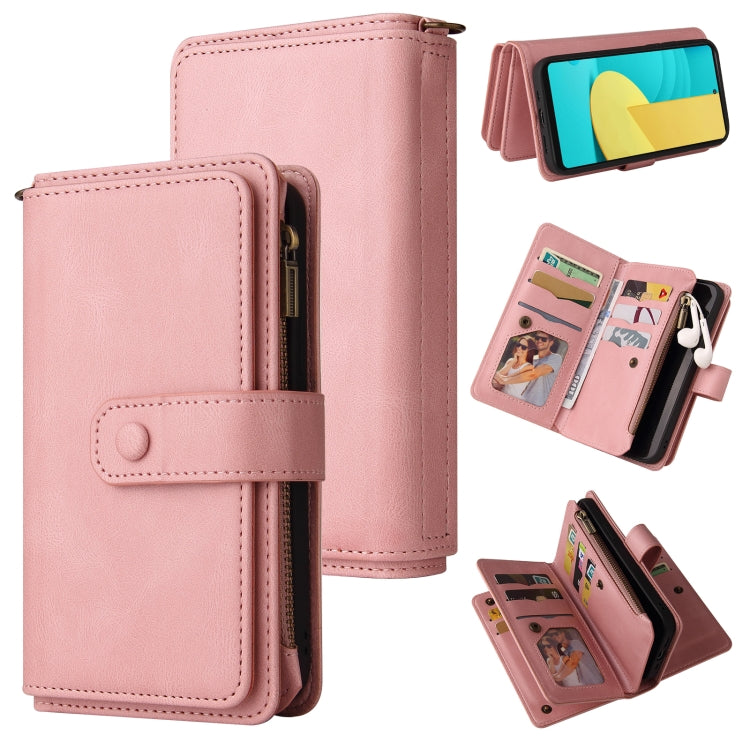 For LG Stylo 7 / Stylo 7 5G Skin Feel PU + TPU Horizontal Flip Leather Case With Holder & 15 Cards Slot & Wallet & Zipper Pocket & Lanyard(Pink) - LG Cases by PMC TechLife | Online Shopping South Africa | PMC TechLife | Buy Now Pay Later Mobicred