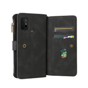 For Motorola Moto G10 Skin Feel PU + TPU Horizontal Flip Leather Case With Holder & 15 Cards Slot & Wallet & Zipper Pocket & Lanyard(Black)