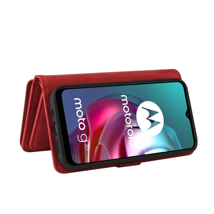 For Motorola Moto G30 Skin Feel PU + TPU Horizontal Flip Leather Case With Holder & 15 Cards Slot & Wallet & Zipper Pocket & Lanyard(Red) - Motorola Cases by PMC TechLife | Online Shopping South Africa | PMC TechLife | Buy Now Pay Later Mobicred