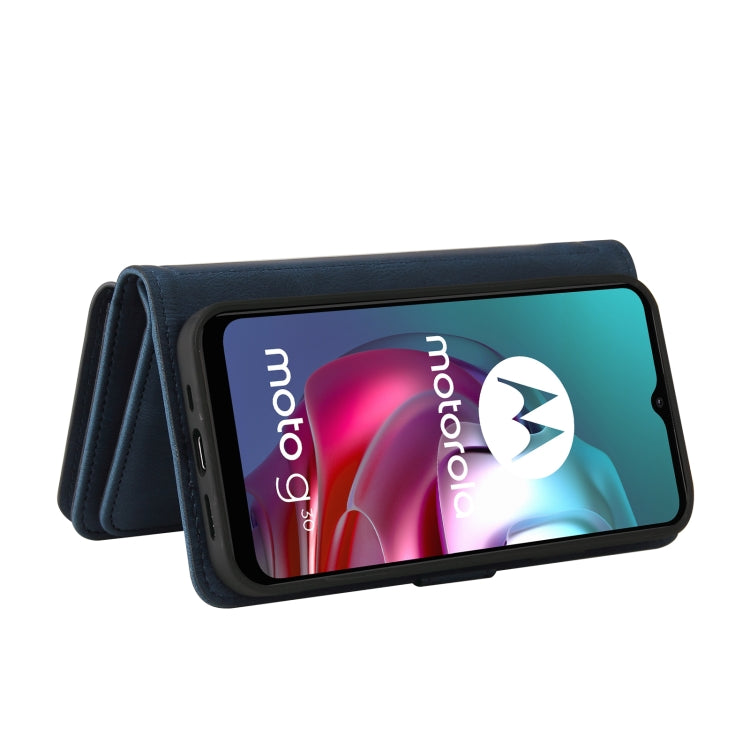 For Motorola Moto G30 Skin Feel PU + TPU Horizontal Flip Leather Case With Holder & 15 Cards Slot & Wallet & Zipper Pocket & Lanyard(Blue) - Motorola Cases by PMC TechLife | Online Shopping South Africa | PMC TechLife | Buy Now Pay Later Mobicred