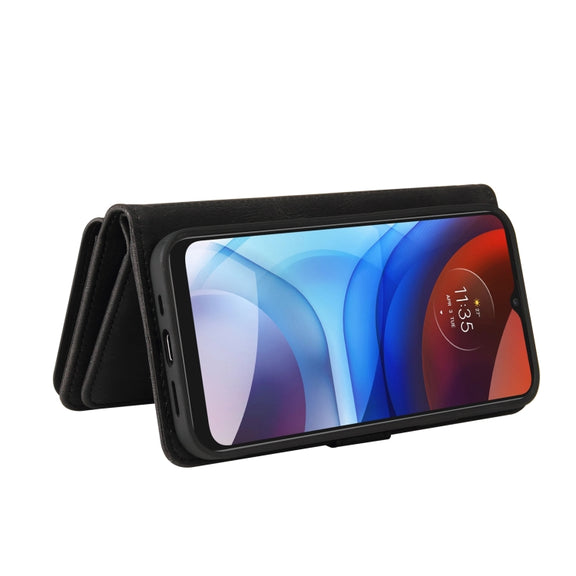 For Motorola Moto E7 Power Skin Feel PU + TPU Horizontal Flip Leather Case With Holder & 15 Cards Slot & Wallet & Zipper Pocket & Lanyard(Black)