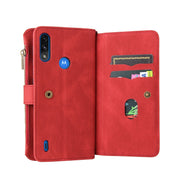 For Motorola Moto E7 Power Skin Feel PU + TPU Horizontal Flip Leather Case With Holder & 15 Cards Slot & Wallet & Zipper Pocket & Lanyard(Red)