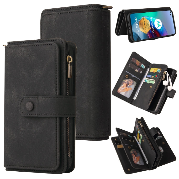For Motorola Moto G100 Skin Feel PU + TPU Horizontal Flip Leather Case With Holder & 15 Cards Slot & Wallet & Zipper Pocket & Lanyard(Black) - Motorola Cases by PMC TechLife | Online Shopping South Africa | PMC TechLife | Buy Now Pay Later Mobicred