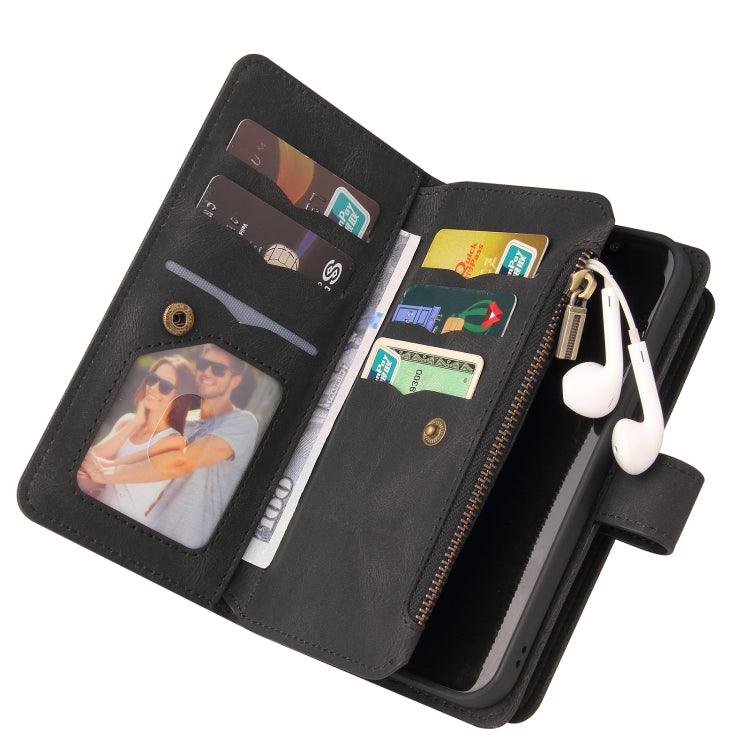 For Motorola Moto G100 Skin Feel PU + TPU Horizontal Flip Leather Case With Holder & 15 Cards Slot & Wallet & Zipper Pocket & Lanyard(Black) - Motorola Cases by PMC TechLife | Online Shopping South Africa | PMC TechLife | Buy Now Pay Later Mobicred