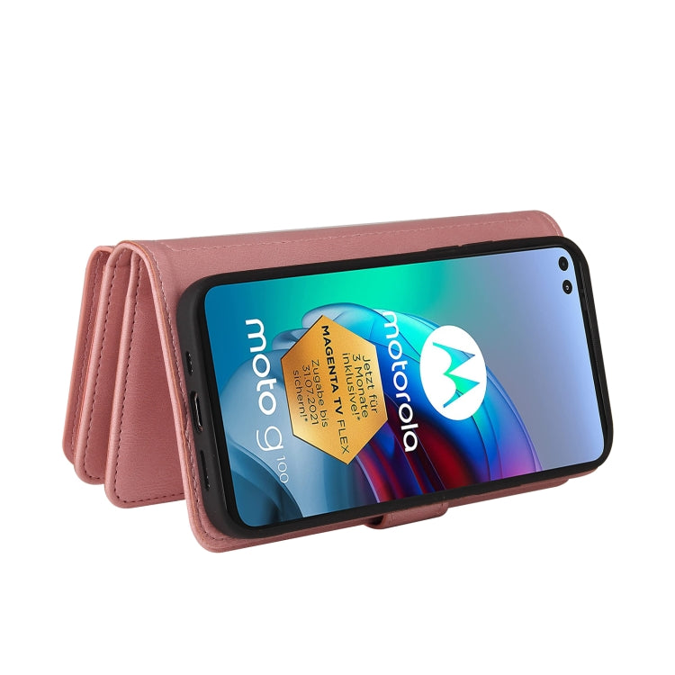 For Motorola Moto G100 Skin Feel PU + TPU Horizontal Flip Leather Case With Holder & 15 Cards Slot & Wallet & Zipper Pocket & Lanyard(Pink) - Motorola Cases by PMC TechLife | Online Shopping South Africa | PMC TechLife | Buy Now Pay Later Mobicred