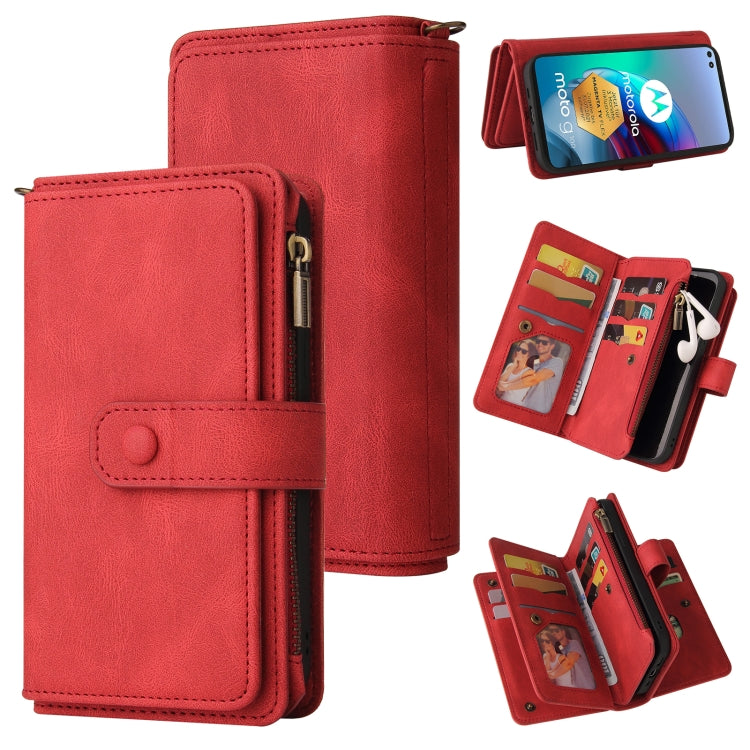 For Motorola Edge S Skin Feel PU + TPU Horizontal Flip Leather Case With Holder & 15 Cards Slot & Wallet & Zipper Pocket & Lanyard(Red) - Motorola Cases by PMC TechLife | Online Shopping South Africa | PMC TechLife | Buy Now Pay Later Mobicred