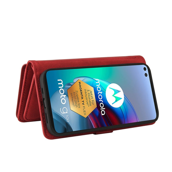 For Motorola Edge S Skin Feel PU + TPU Horizontal Flip Leather Case With Holder & 15 Cards Slot & Wallet & Zipper Pocket & Lanyard(Red)